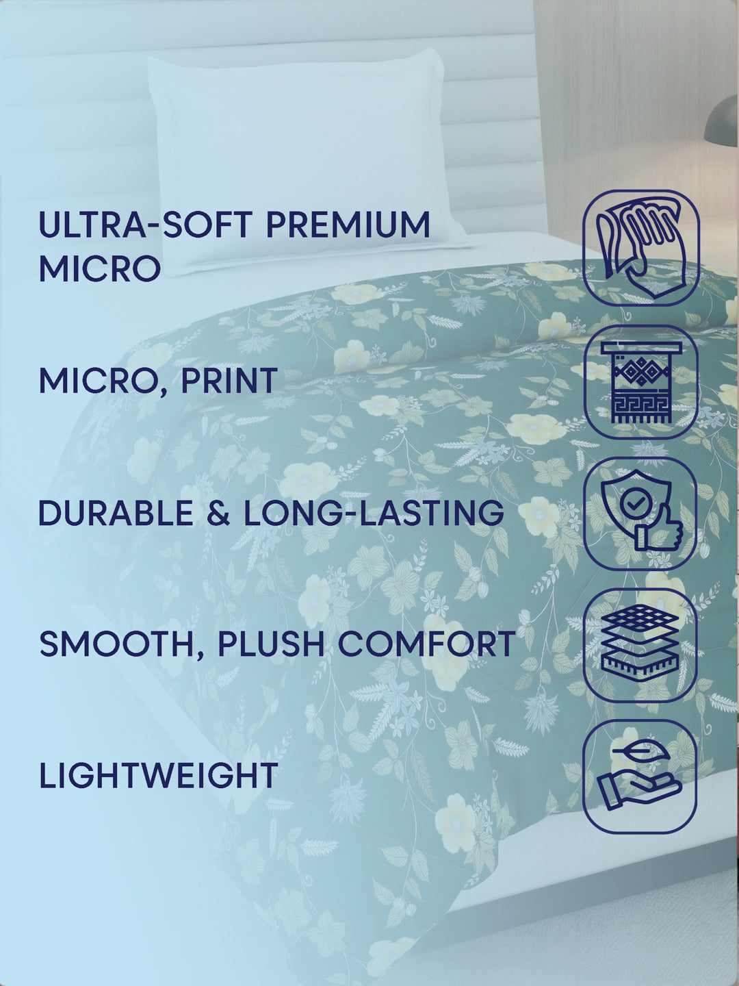 Floral Print Double Bed 3 Ply 105 GSM Comforter Timeless Collection Weight 1.6 kg