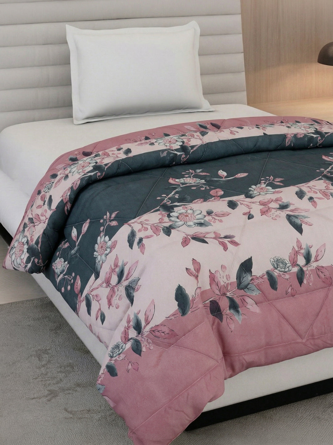 Floral Print Single Bed 3 Ply 105 GSM Comforter Timeless Collection Weight 950 g