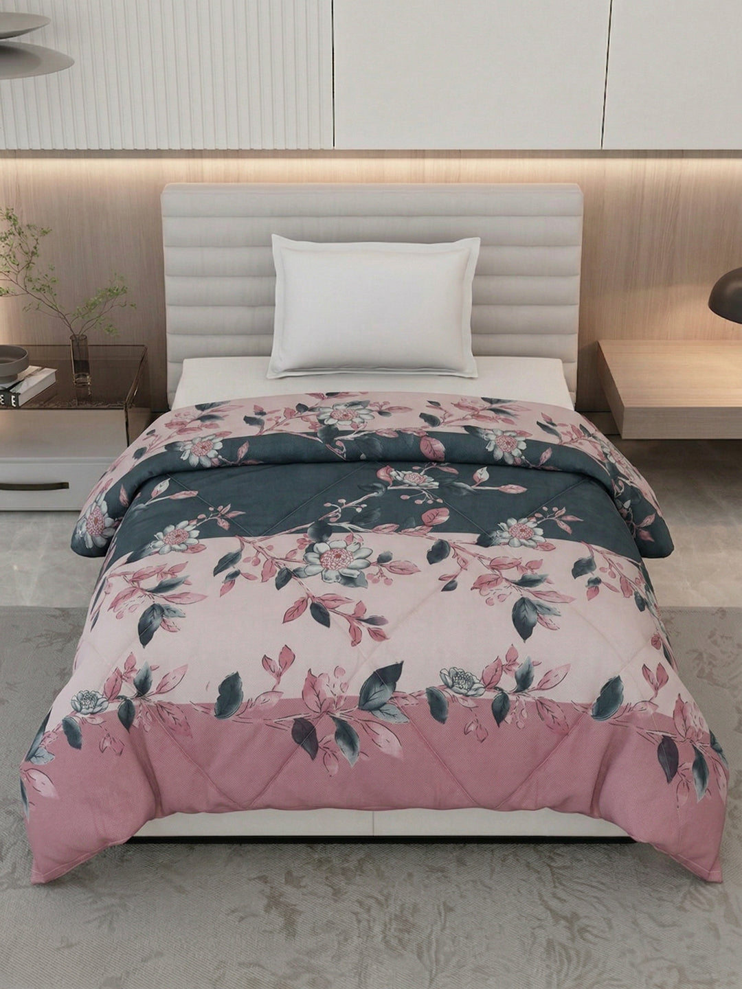 Floral Print Single Bed 3 Ply 105 GSM Comforter Timeless Collection Weight 950 g