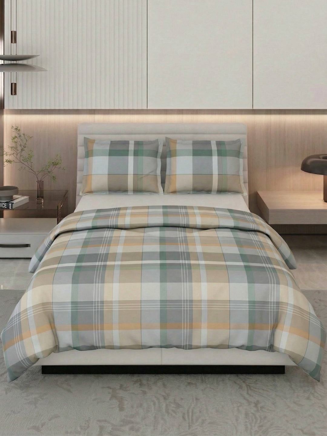Premium Checked Double Bed 3 Ply 100 GSM Comforter Classique Warm Hug Collection Weight 2.5 kg