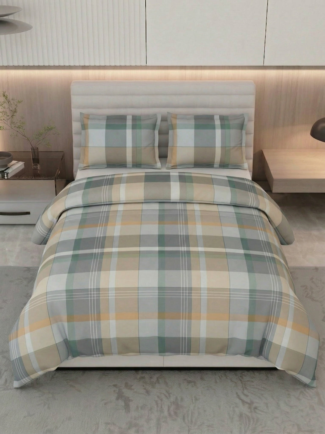 Premium Checked Double Bed 3 Ply 100 GSM Comforter Classique Warm Hug Collection Weight 2.5 kg