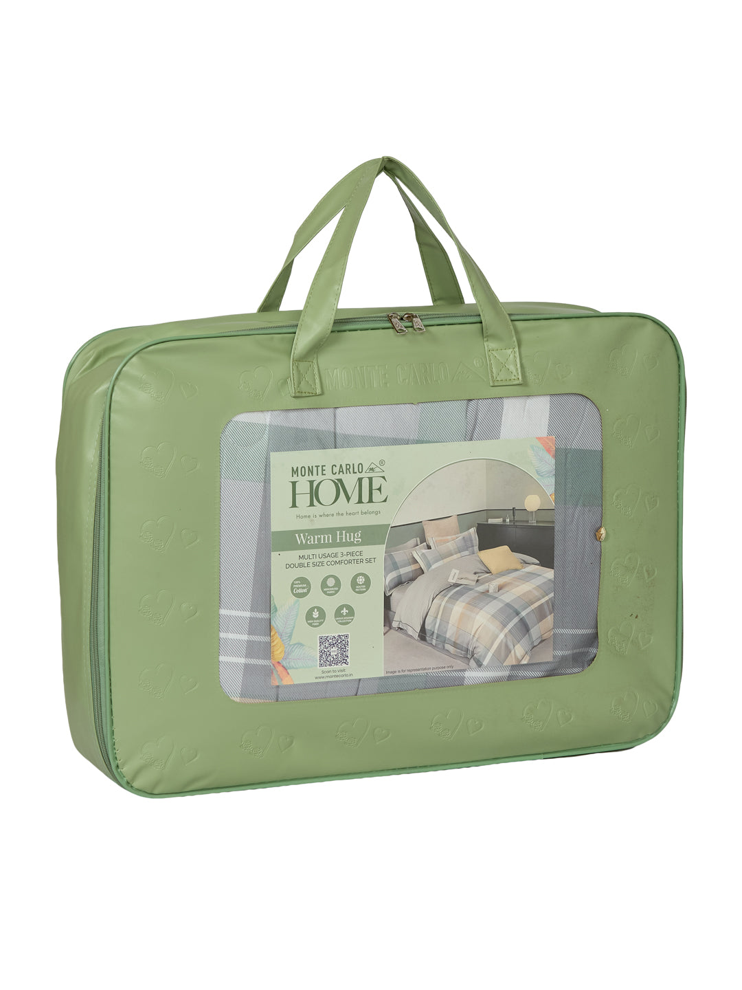 Premium Checked Double Bed 3 Ply 100 GSM Comforter Classique Warm Hug Collection Weight 2.5 kg