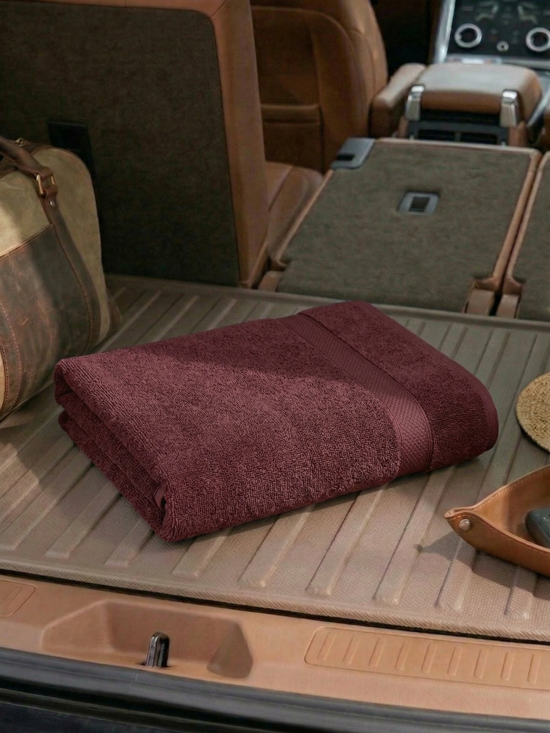 Maroon Pure Cotton Solid 380 GSM Car Towel 1 Piece (Jazz Collection)