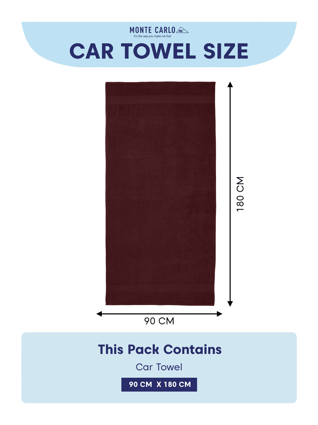 Maroon Pure Cotton Solid 380 GSM Car Towel 1 Piece (Jazz Collection)