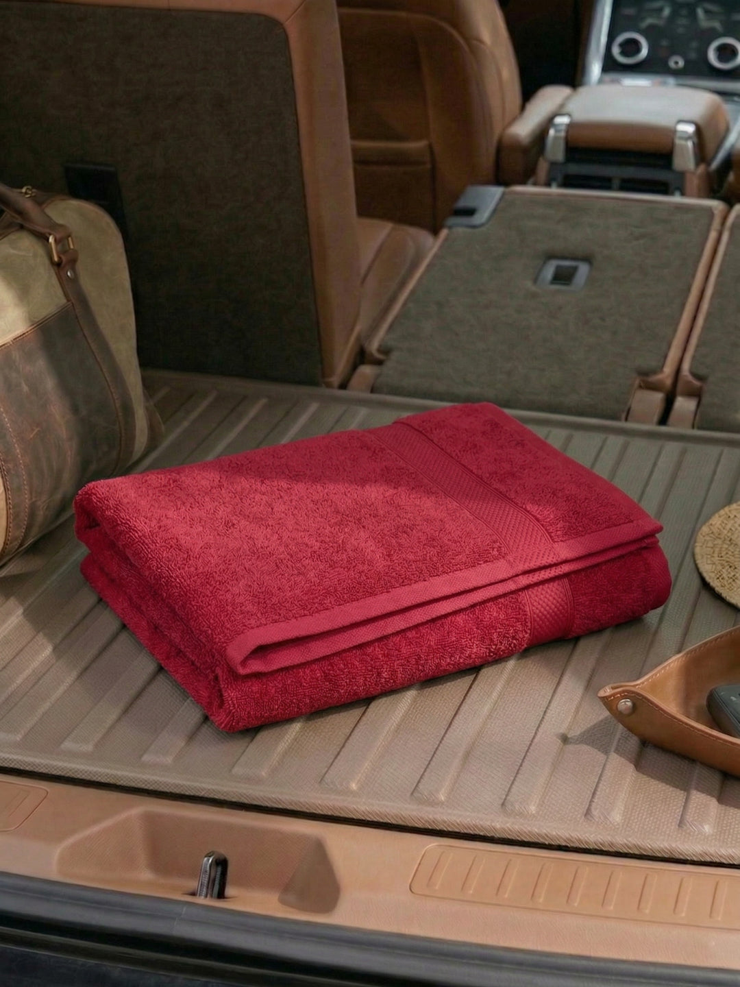 Rose Red Pure Cotton Solid 380 GSM Car Towel 1 Piece (Jazz Collection)