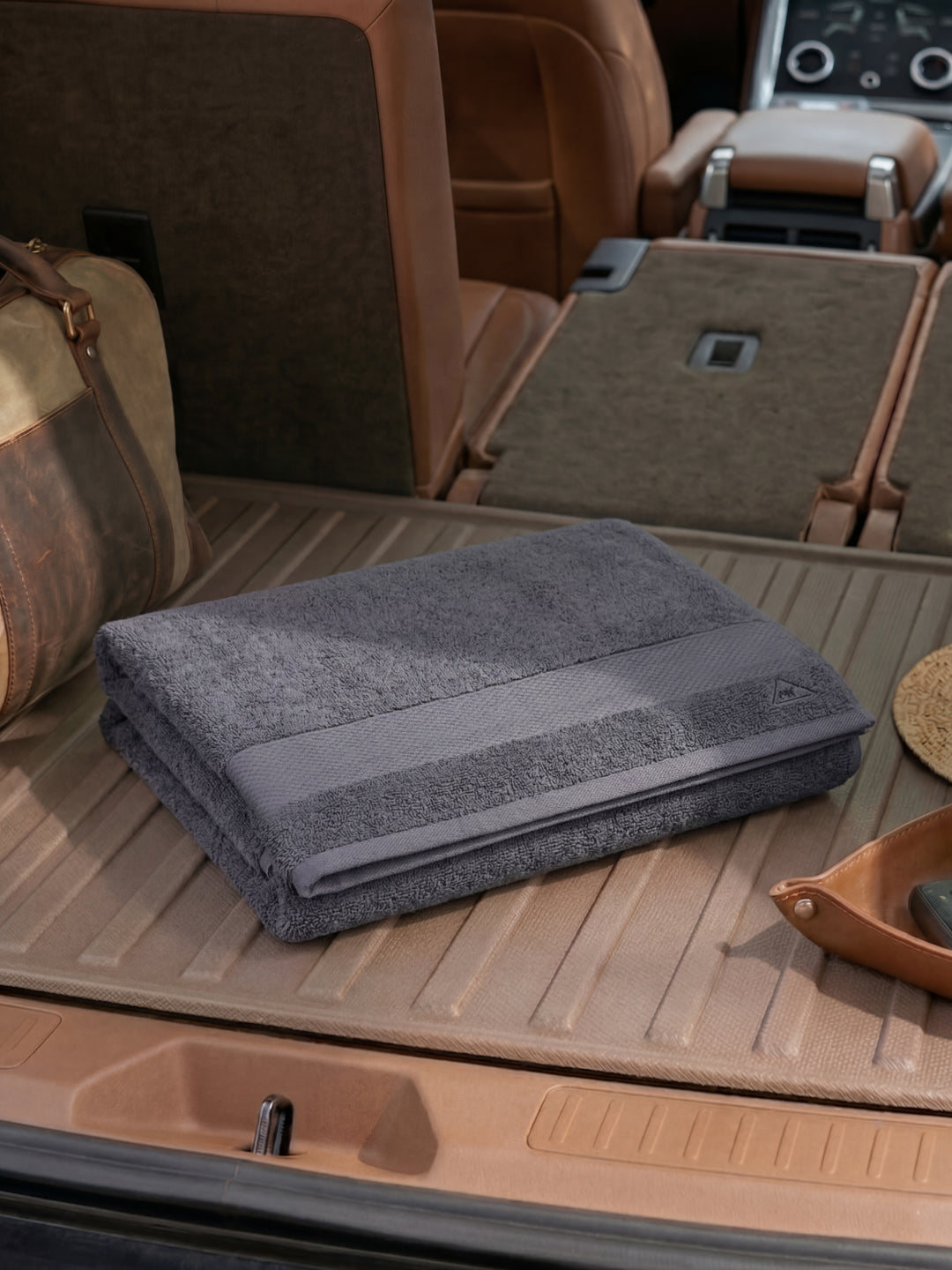 Grey Pure Cotton Solid 380 GSM Car Towel 1 Piece (Jazz Collection)