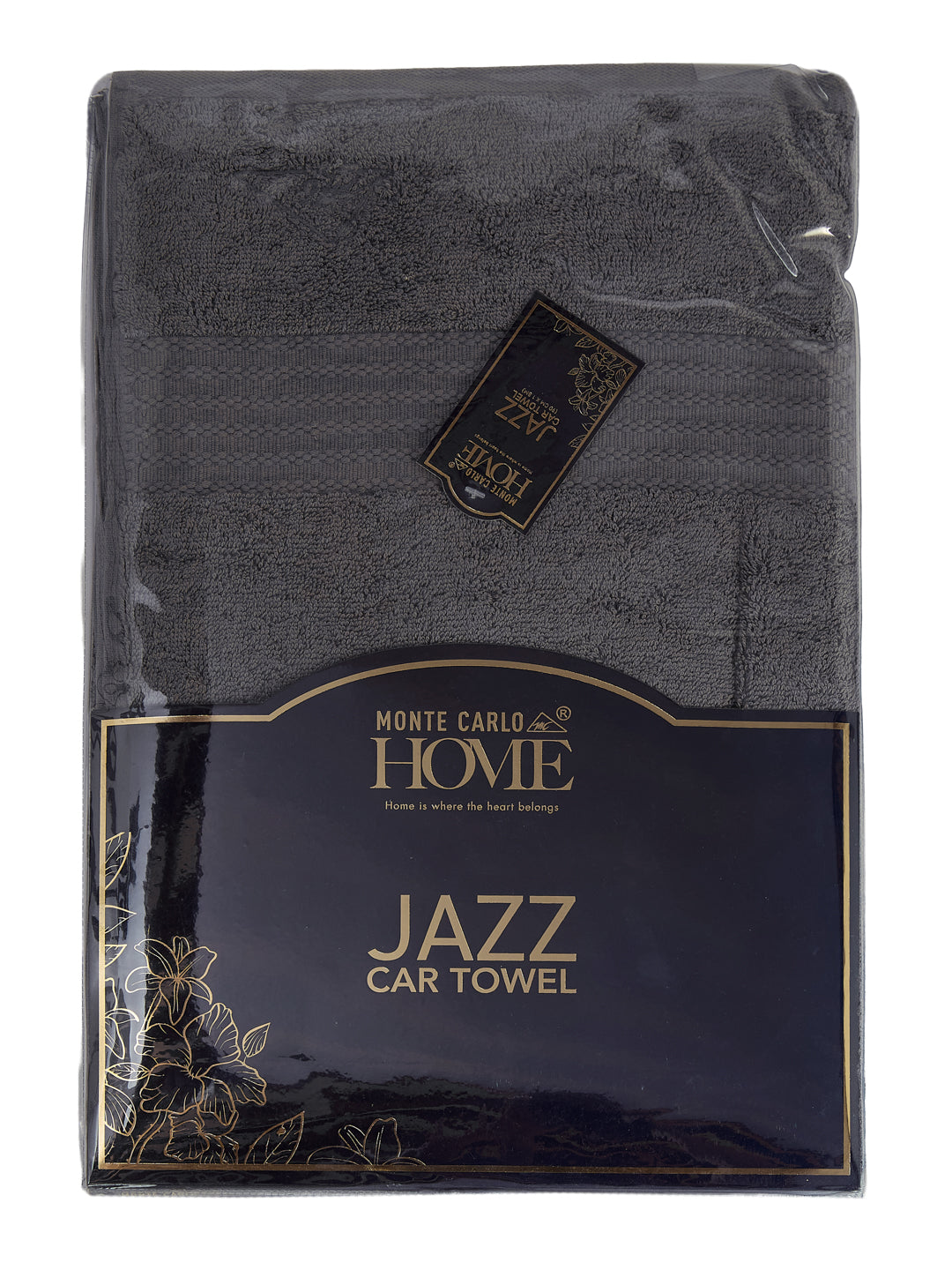 Grey Pure Cotton Solid 380 GSM Car Towel 1 Piece (Jazz Collection)