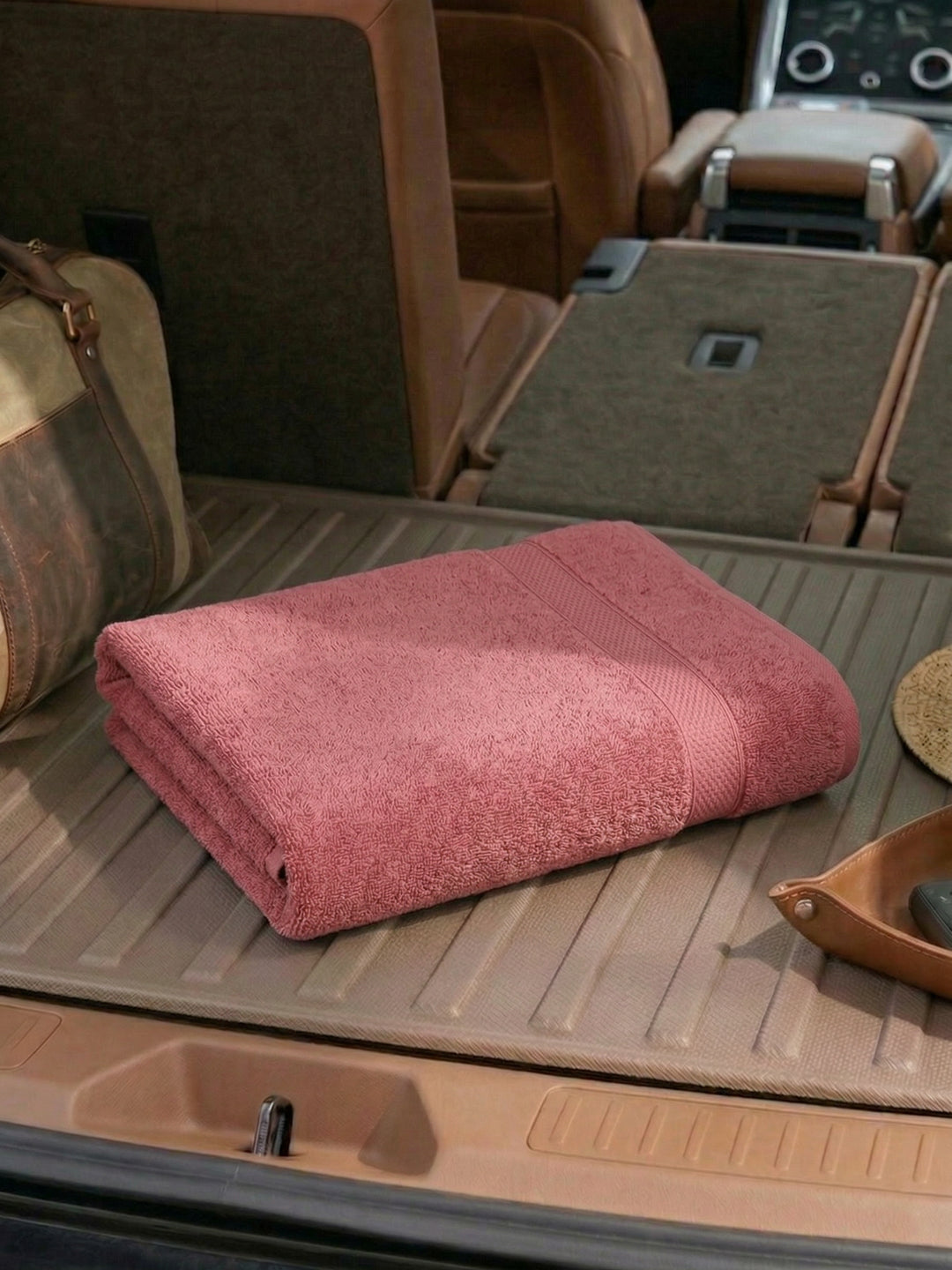 Peach Pure Cotton Solid 380 GSM Car Towel 1 Piece (Jazz Collection)