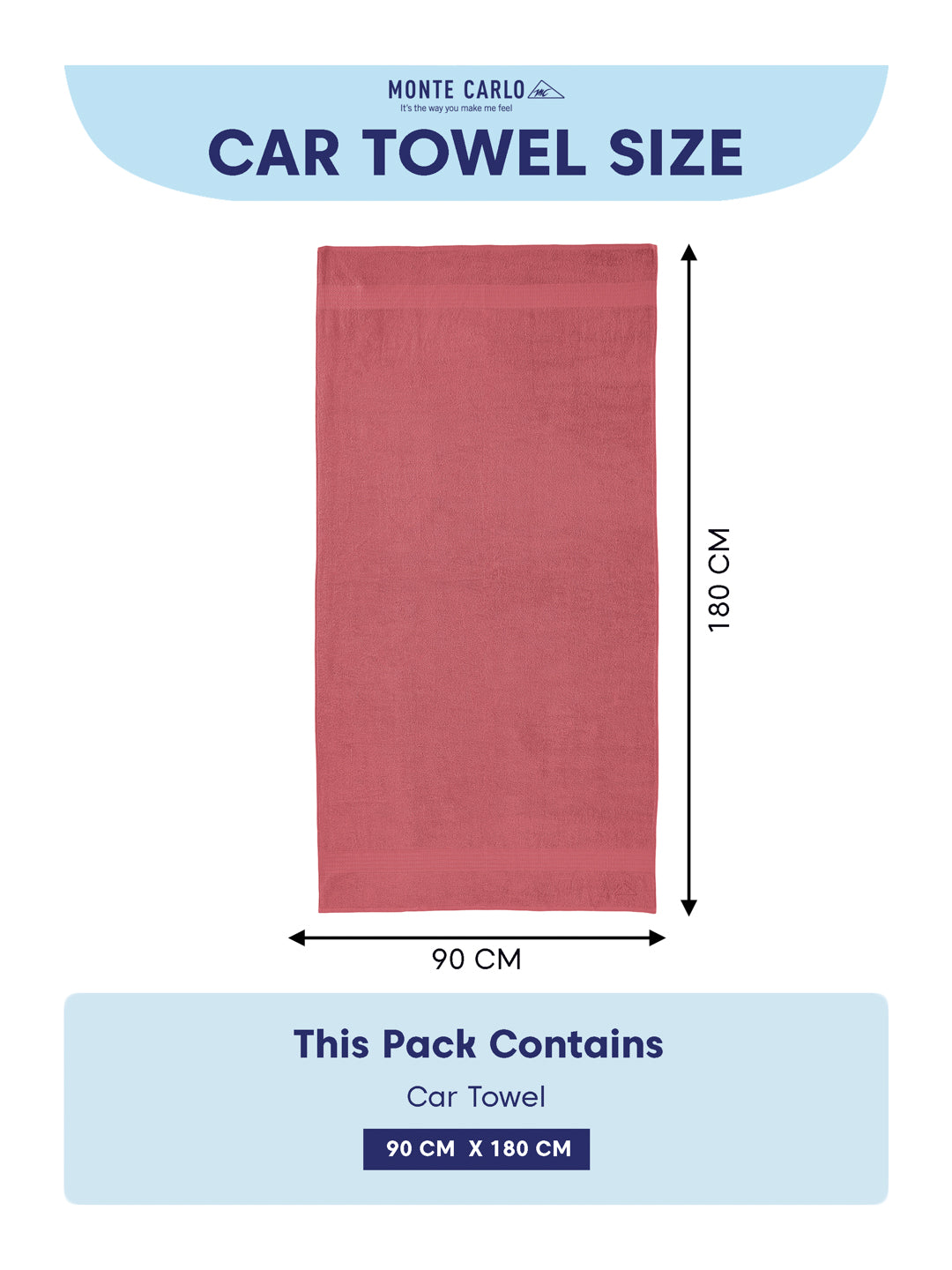 Peach Pure Cotton Solid 380 GSM Car Towel 1 Piece (Jazz Collection)