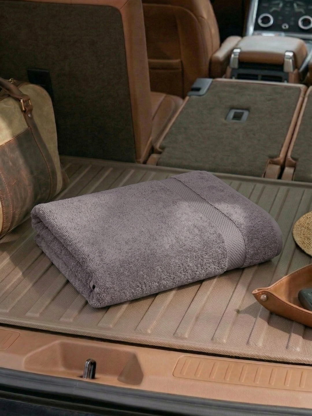 Grey Pure Cotton Solid 380 GSM Car Towel 1 Piece (Jazz Collection)