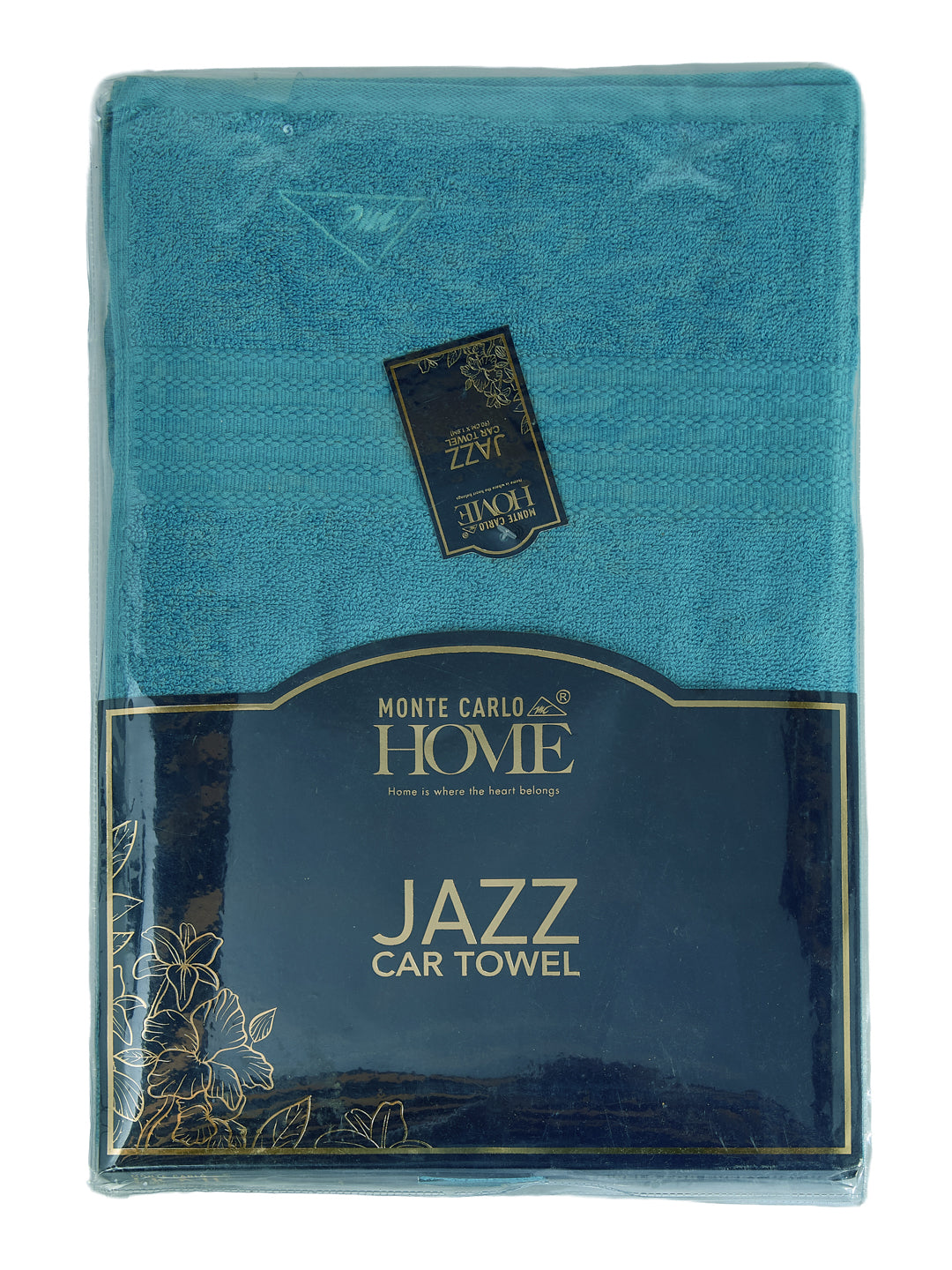 Blue Pure Cotton Solid 380 GSM Car Towel 1 Piece (Jazz Collection)
