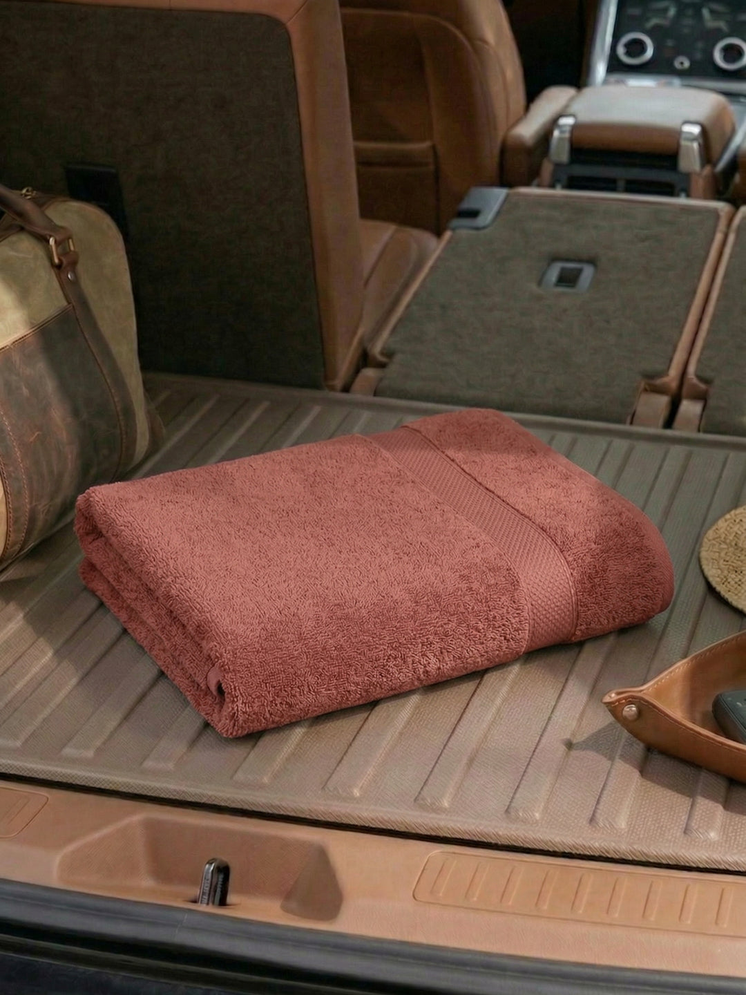 Peach Pure Cotton Solid 380 GSM Car Towel 1 Piece (Jazz Collection)