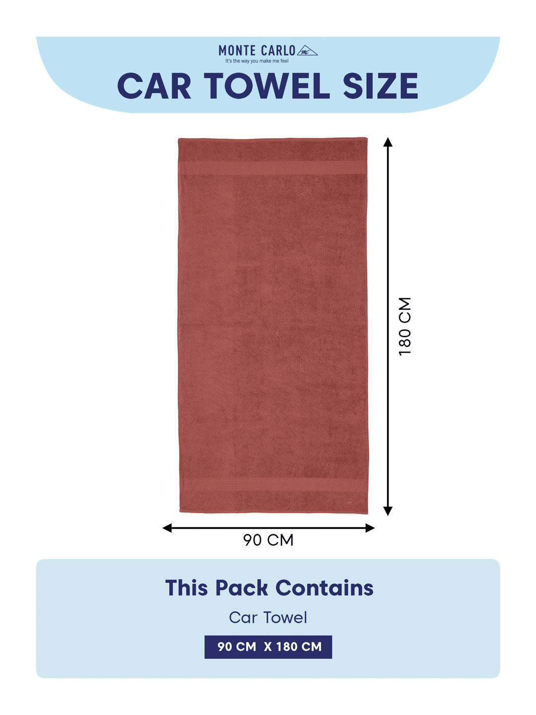 Peach Pure Cotton Solid 380 GSM Car Towel 1 Piece (Jazz Collection)