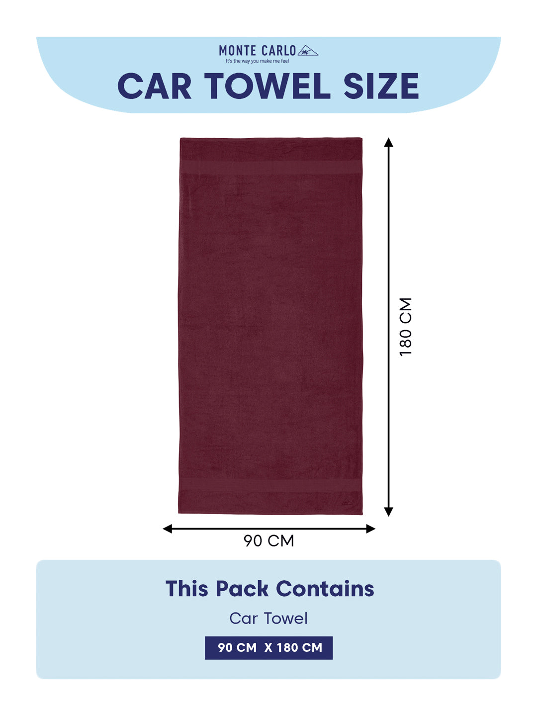 Maroon Pure Cotton Solid 380 GSM Car Towel 1 Piece (Jazz Collection)