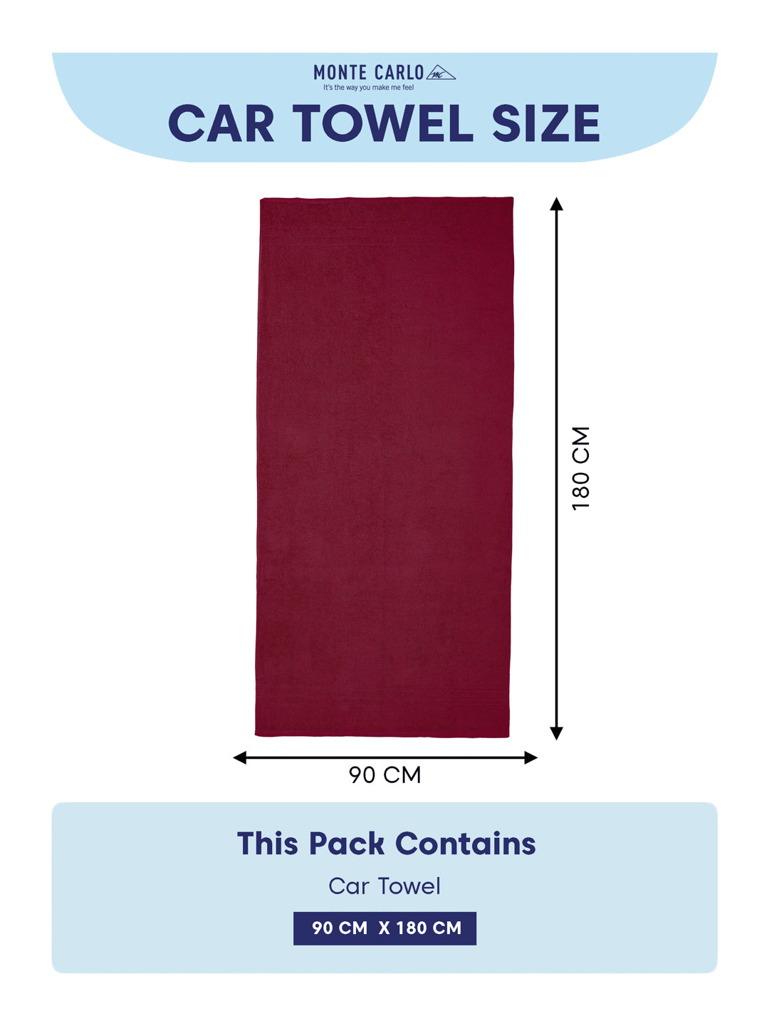 Cranberry Red Pure Cotton Solid 340 GSM Car Towel 1 Piece (Soho Collection)