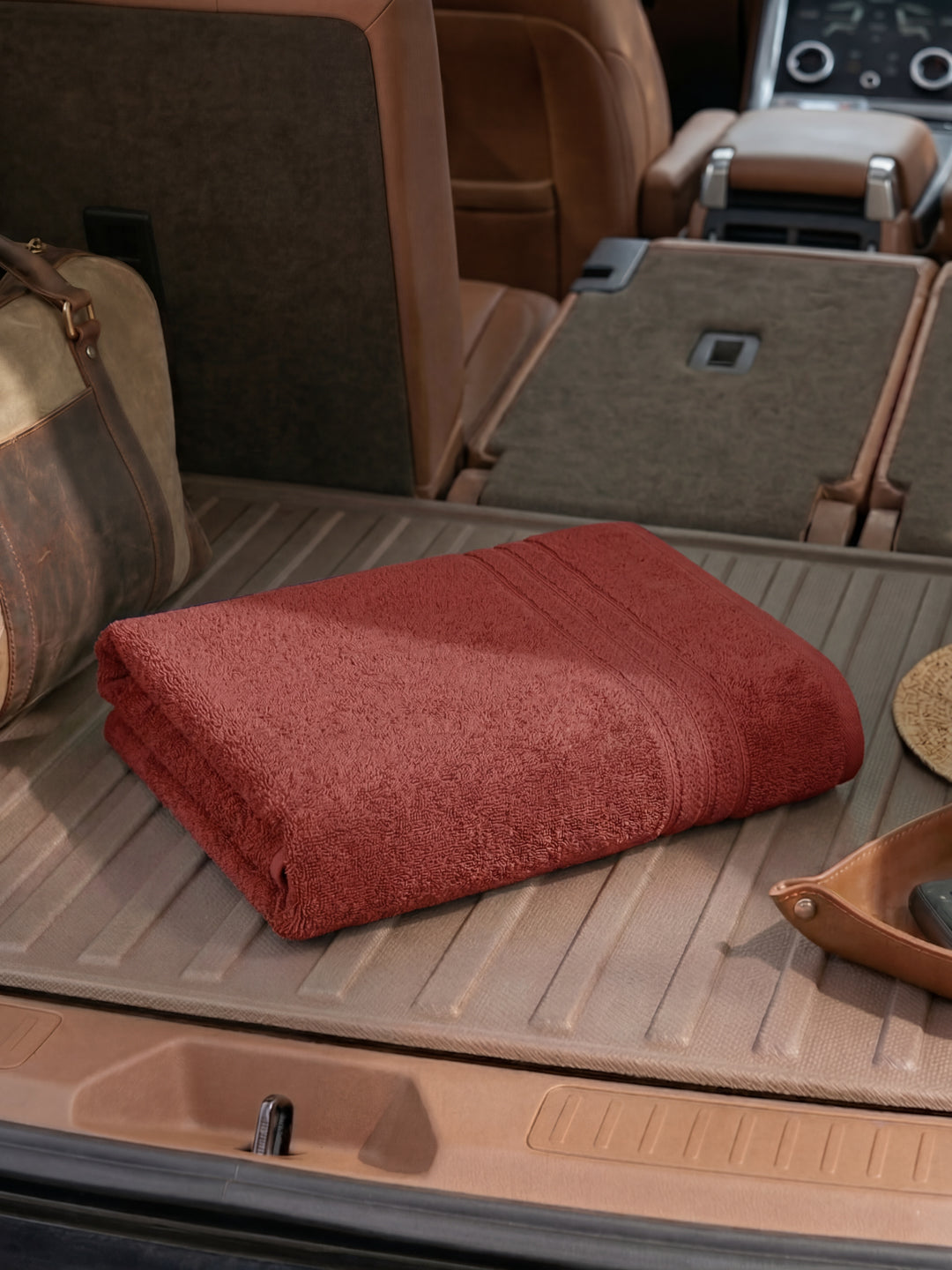 Red Pure Cotton Solid 340 GSM Car Towel 1 Piece (Soho Collection)