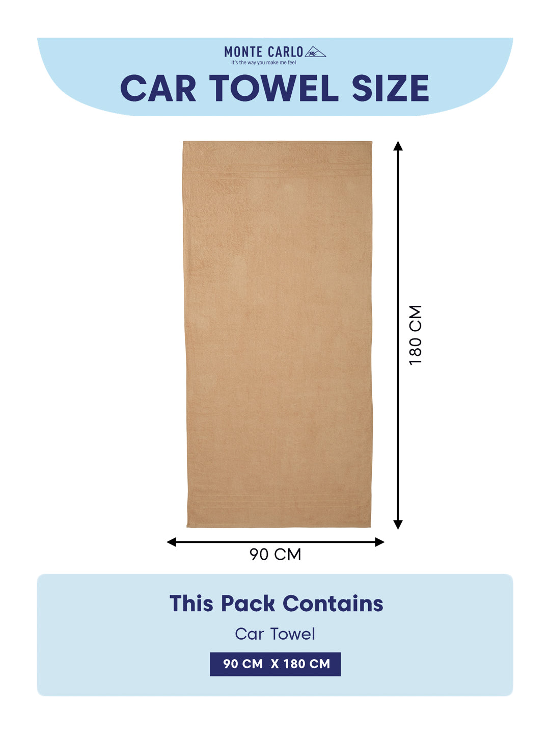 Beige Pure Cotton Solid 340 GSM Car Towel 1 Piece (Soho Collection)