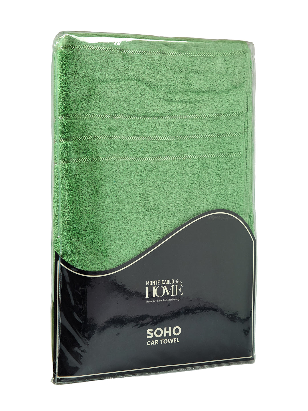 Green Pure Cotton Solid 340 GSM Car Towel 1 Piece (Soho Collection)