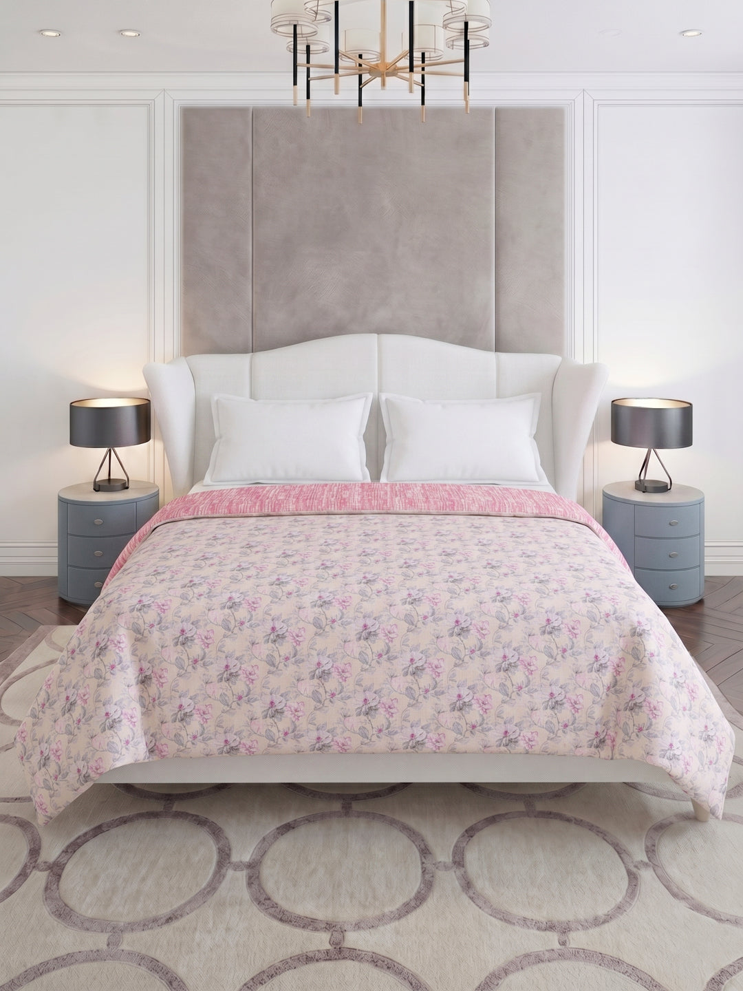 Prestige Collection Premium Floral Print 3 Ply 136 TC Double Bed Dohar