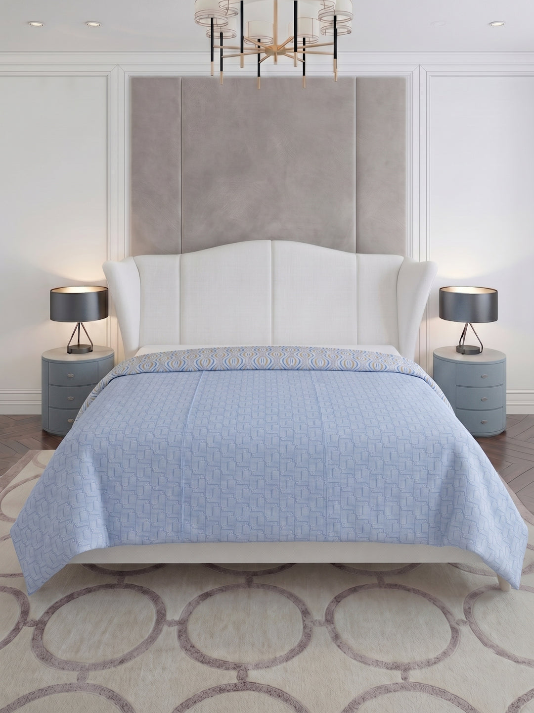 Prestige Collection Premium Vertical Wave Print 3 Ply 136 TC Double Bed Dohar
