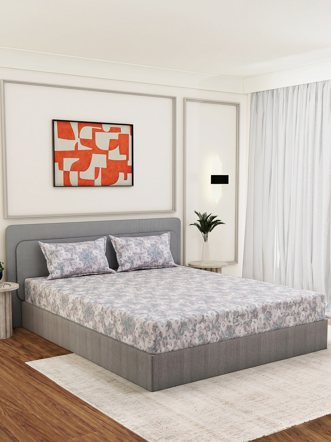 144 TC Pure Cotton King Size Bedsheet with 2 Pillow Covers Prestige Collection