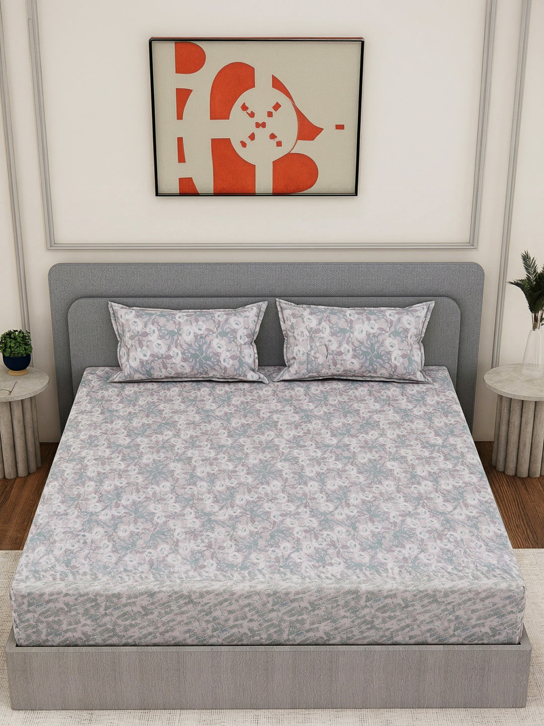 144 TC Pure Cotton King Size Bedsheet with 2 Pillow Covers Prestige Collection