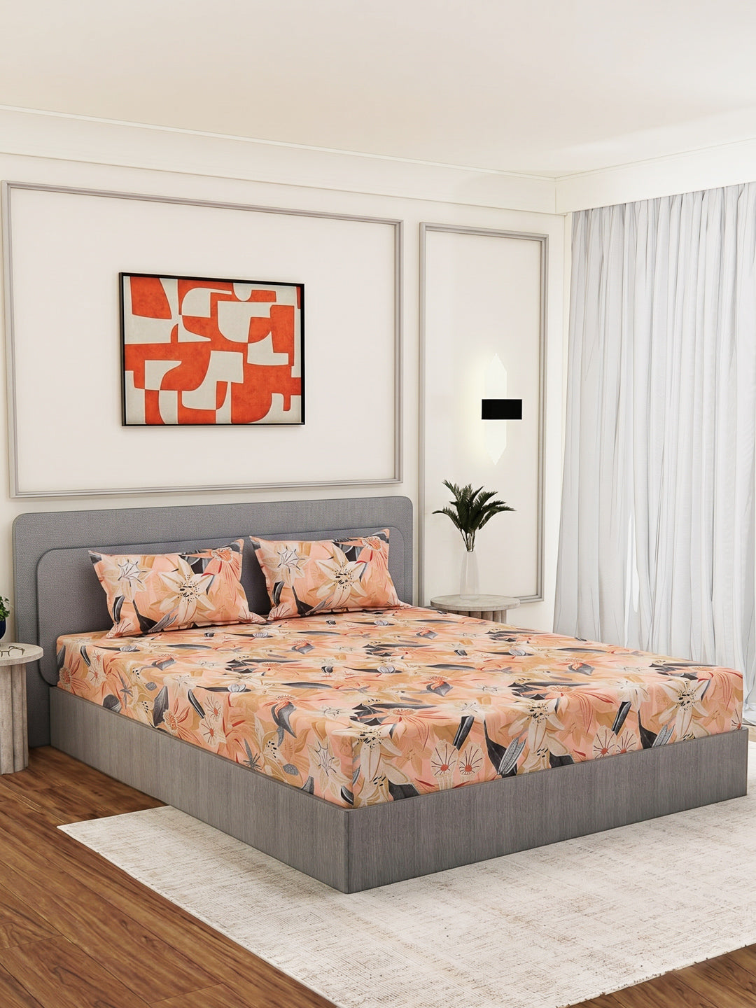 144 TC Pure Cotton King Size Bedsheet with 2 Pillow Covers Prestige Collection