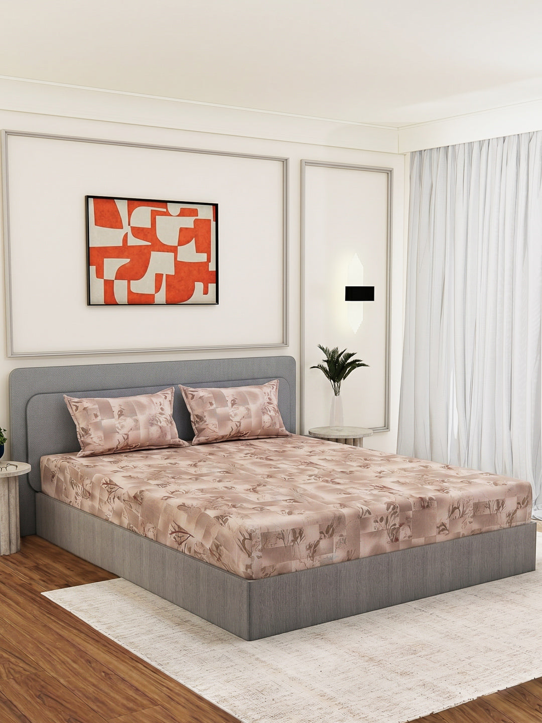 144 TC Pure Cotton King Size Bedsheet with 2 Pillow Covers Prestige Collection