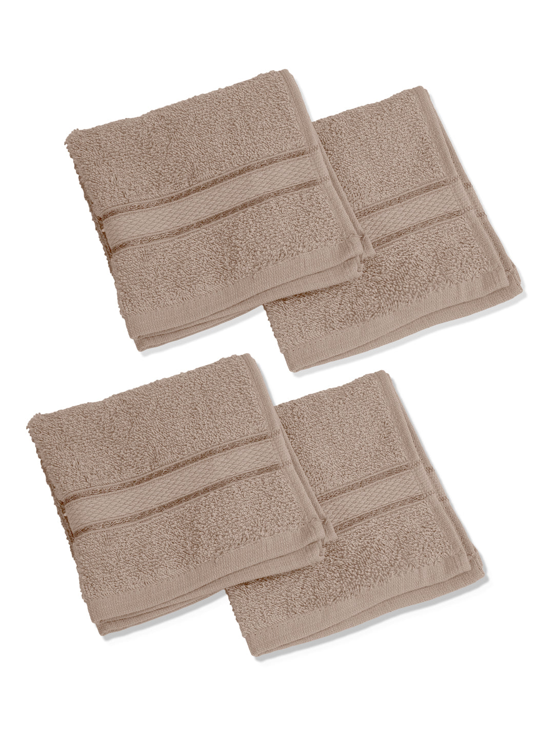 Luxury Beige Solid 600 GSM Face Towel 4 Pc Set (Eco Bamboo Collection)