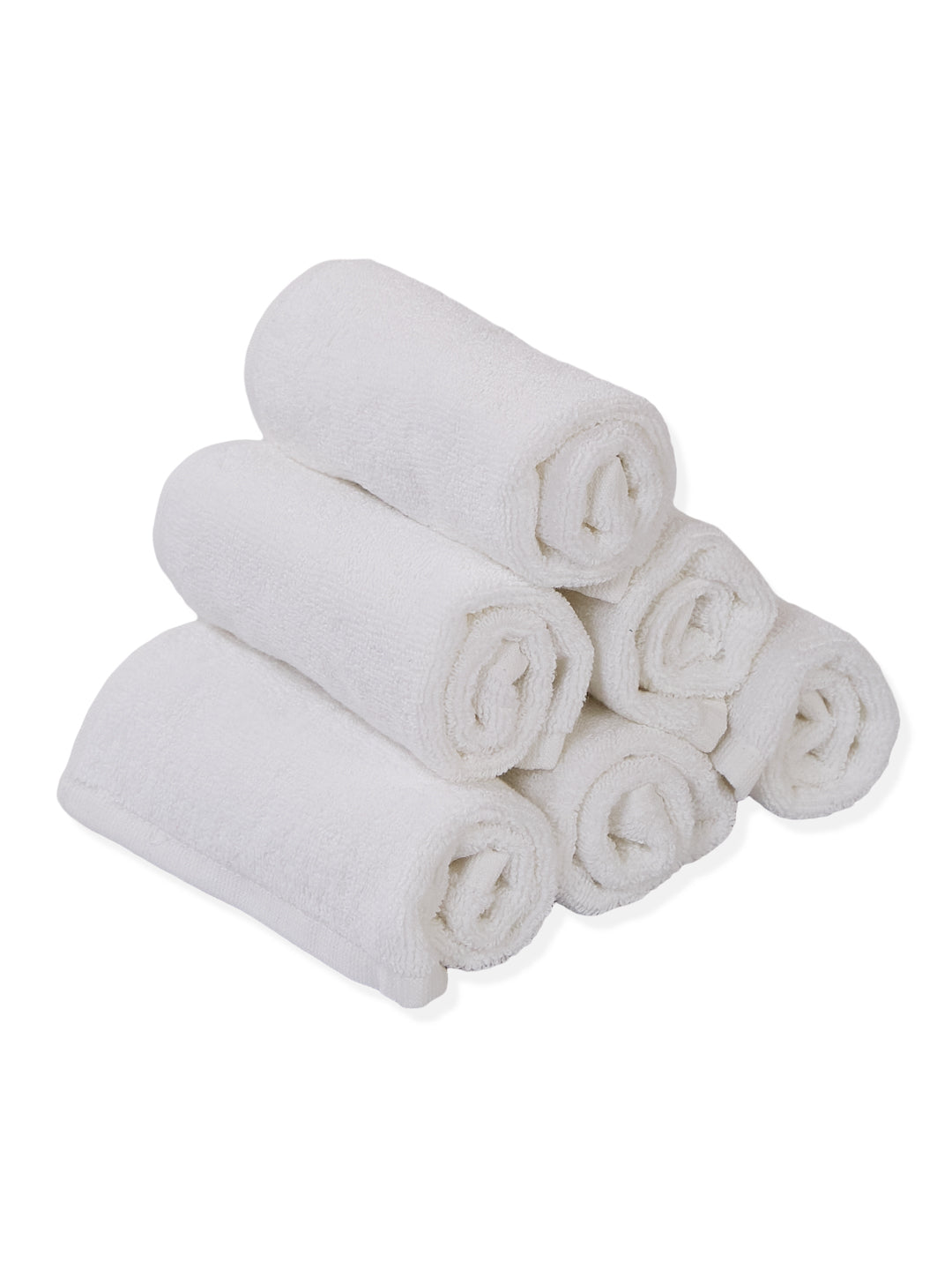 Premium White Pure Cotton Solid 560 GSM Face Towel 6 Pc Set (Hotel Collection)