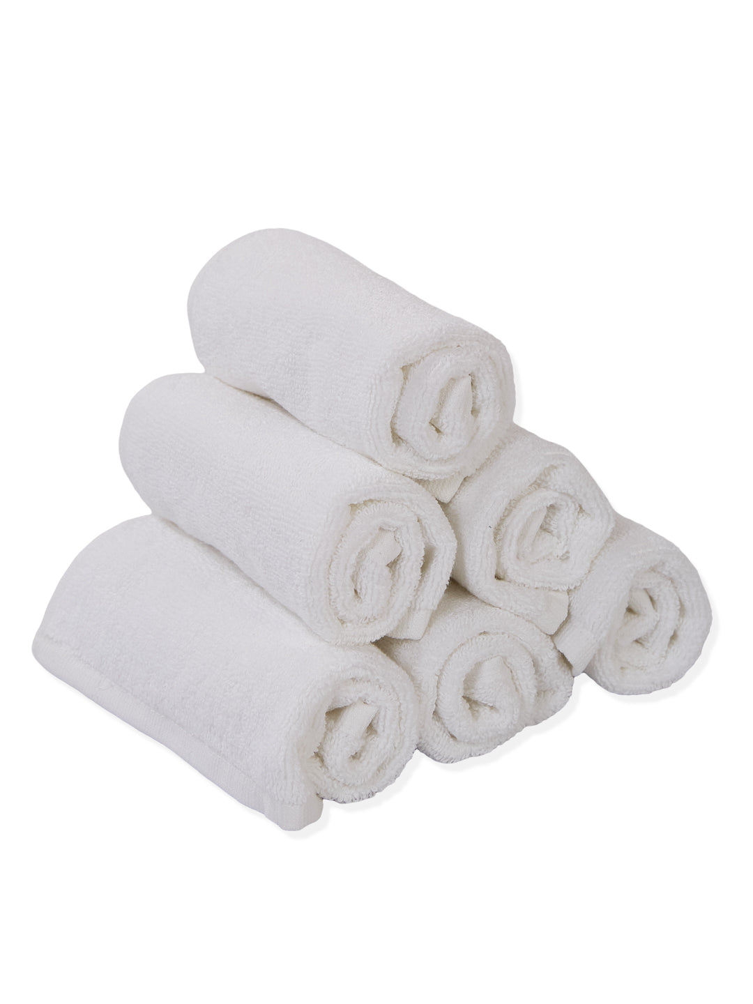 Premium White Pure Cotton Solid 560 GSM Face Towel 6 Pc Set (Hotel Collection)