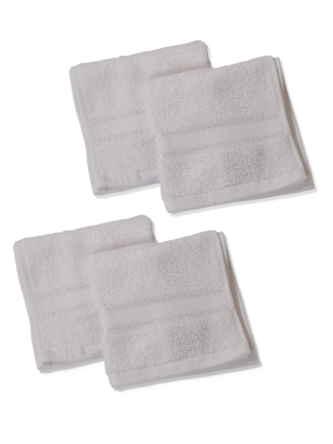 White Pure Cotton Solid 400 GSM Face Towel 4 Pc Set (Jasper Collection)