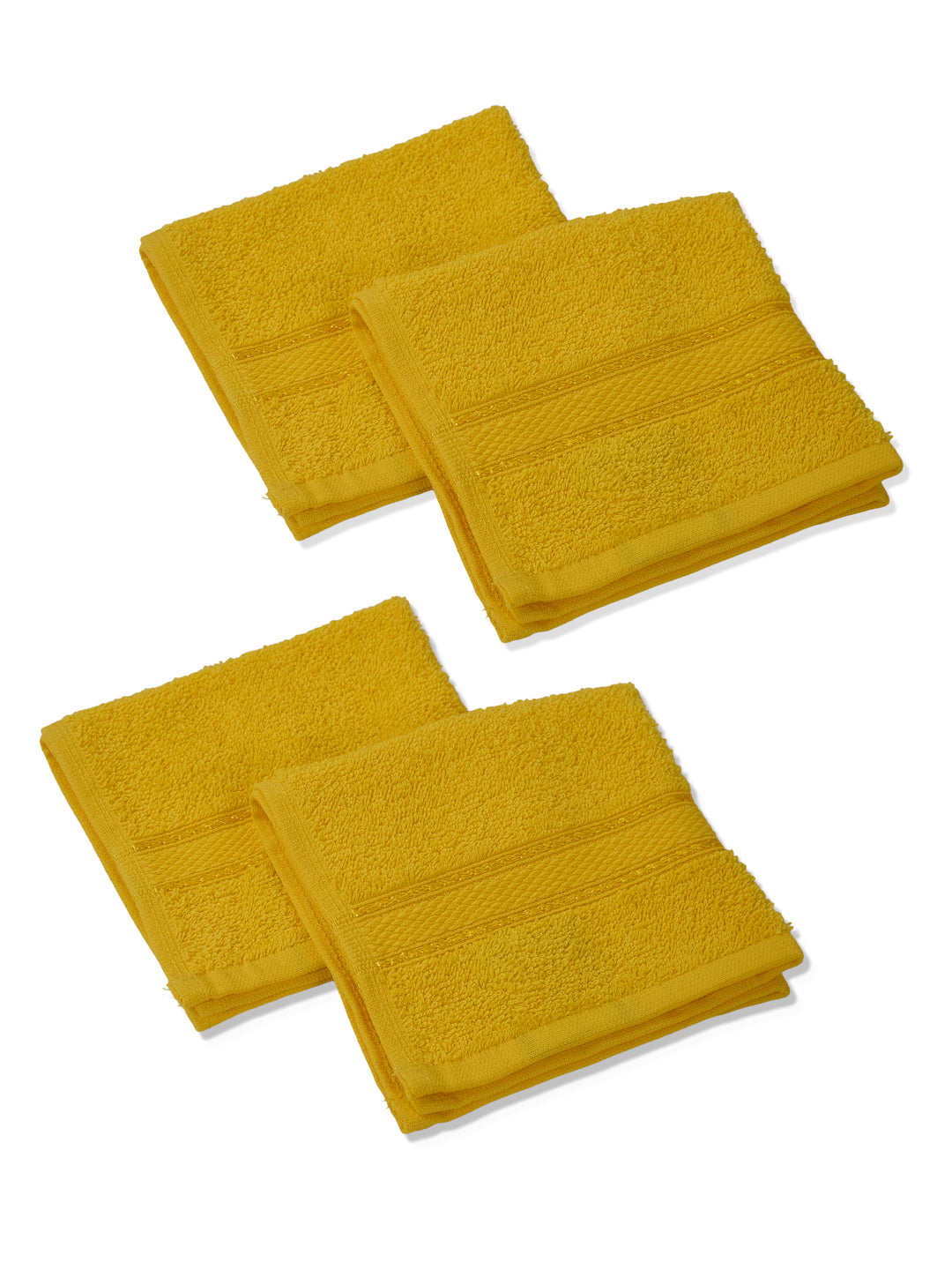 Yellow Pure Cotton Solid 400 GSM Face Towel 4 Pc Set (Jasper Collection)