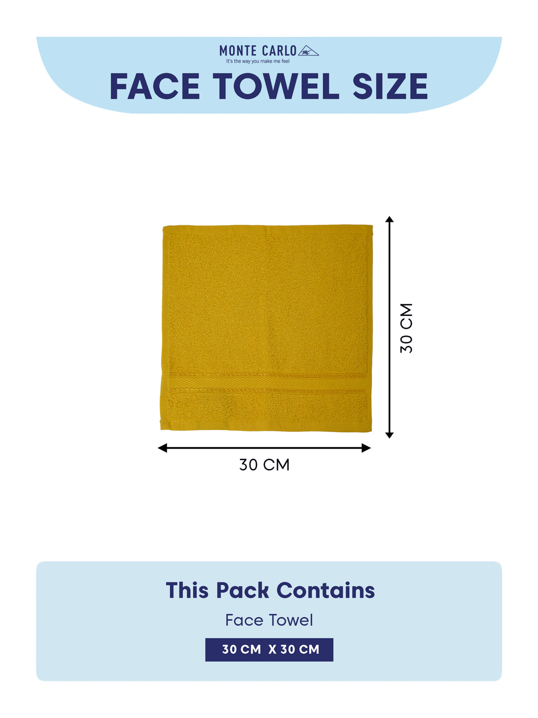 Yellow Pure Cotton Solid 400 GSM Face Towel 4 Pc Set (Jasper Collection)
