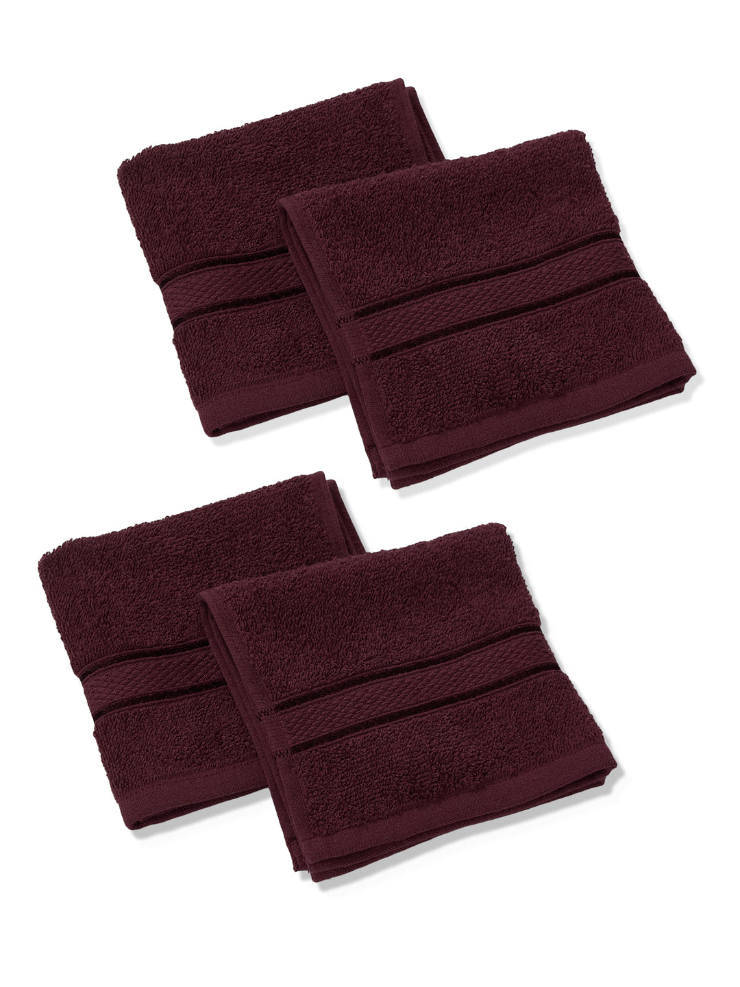 Burgundy Pure Cotton Solid 400 GSM Face Towel 4 Pc Set (Jasper Collection)