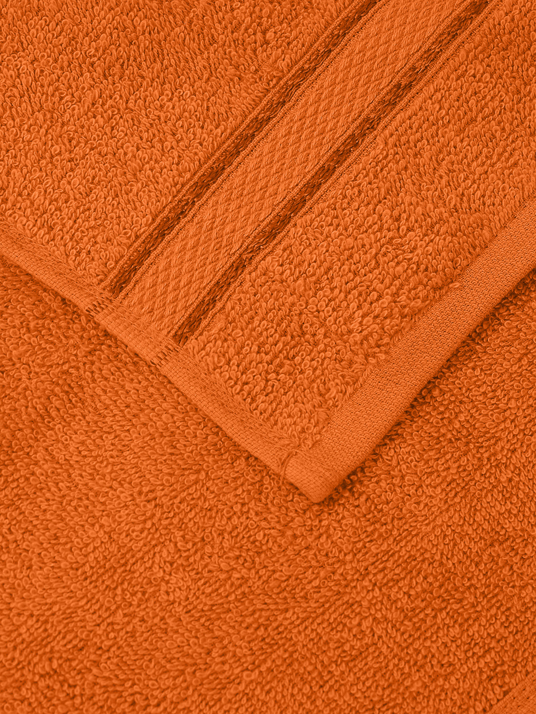 Orange Pure Cotton Solid 400 GSM Face Towel 4 Pc Set (Jasper Collection)