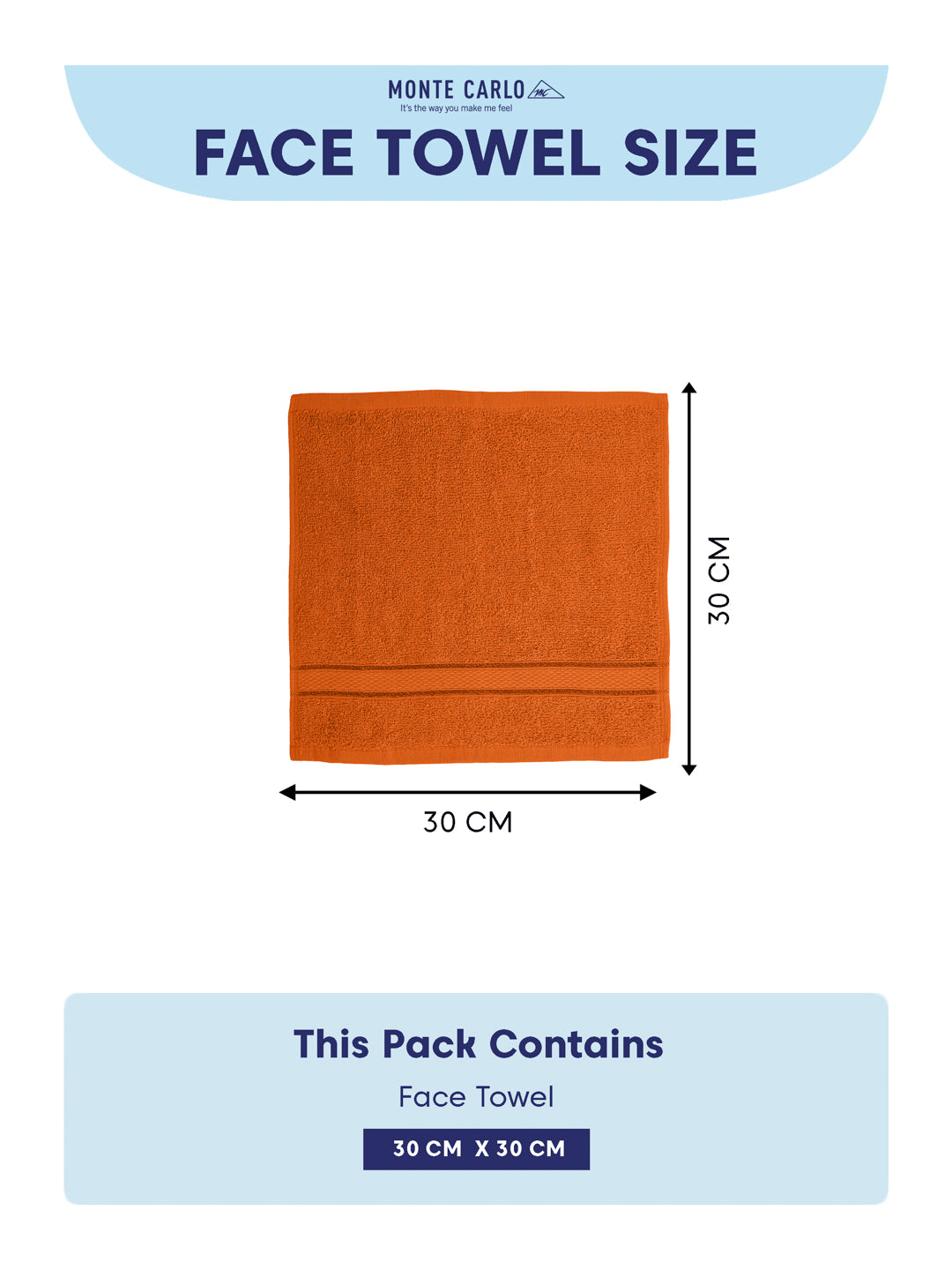 Orange Pure Cotton Solid 400 GSM Face Towel 4 Pc Set (Jasper Collection)