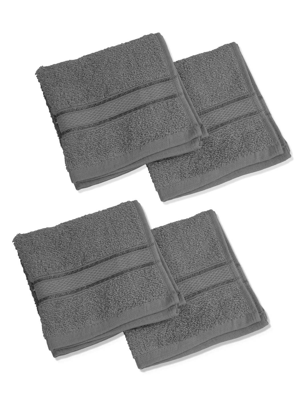 Grey Pure Cotton Solid 400 GSM Face Towel 4 Pc Set (Jasper Collection)