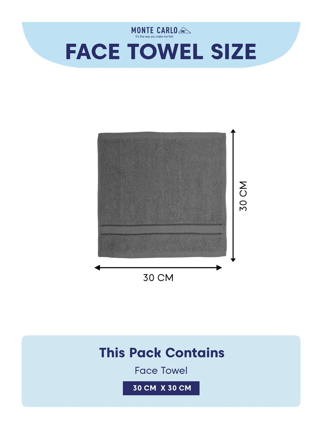 Grey Pure Cotton Solid 400 GSM Face Towel 4 Pc Set (Jasper Collection)