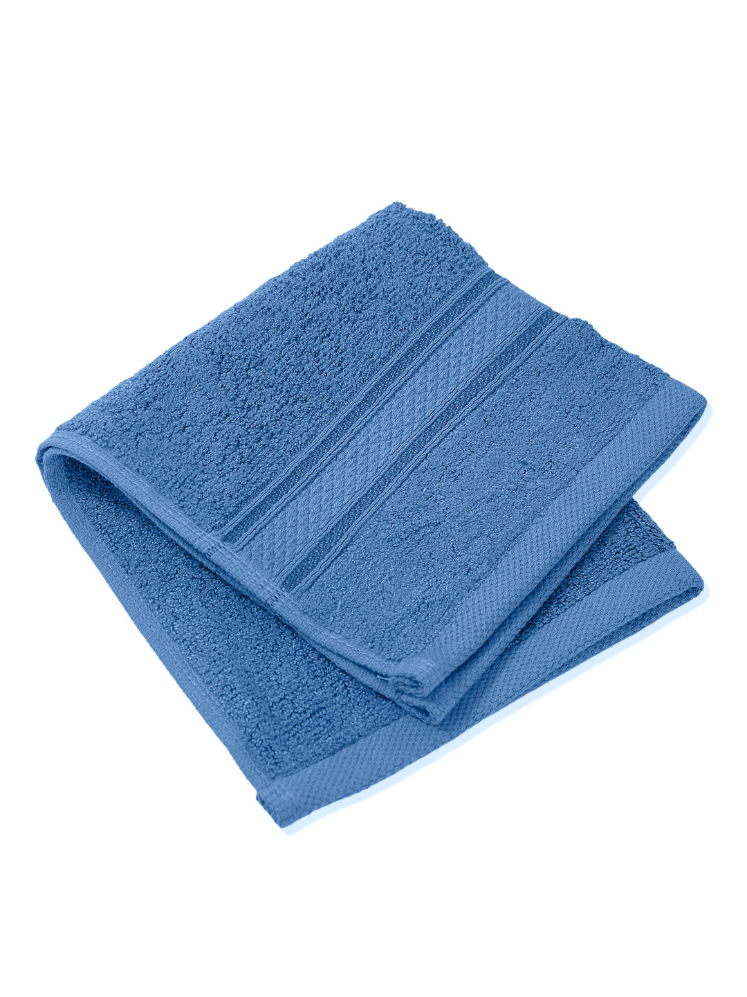 Blue Pure Cotton Solid 400 GSM Face Towel 4 Pc Set (Jasper Collection)