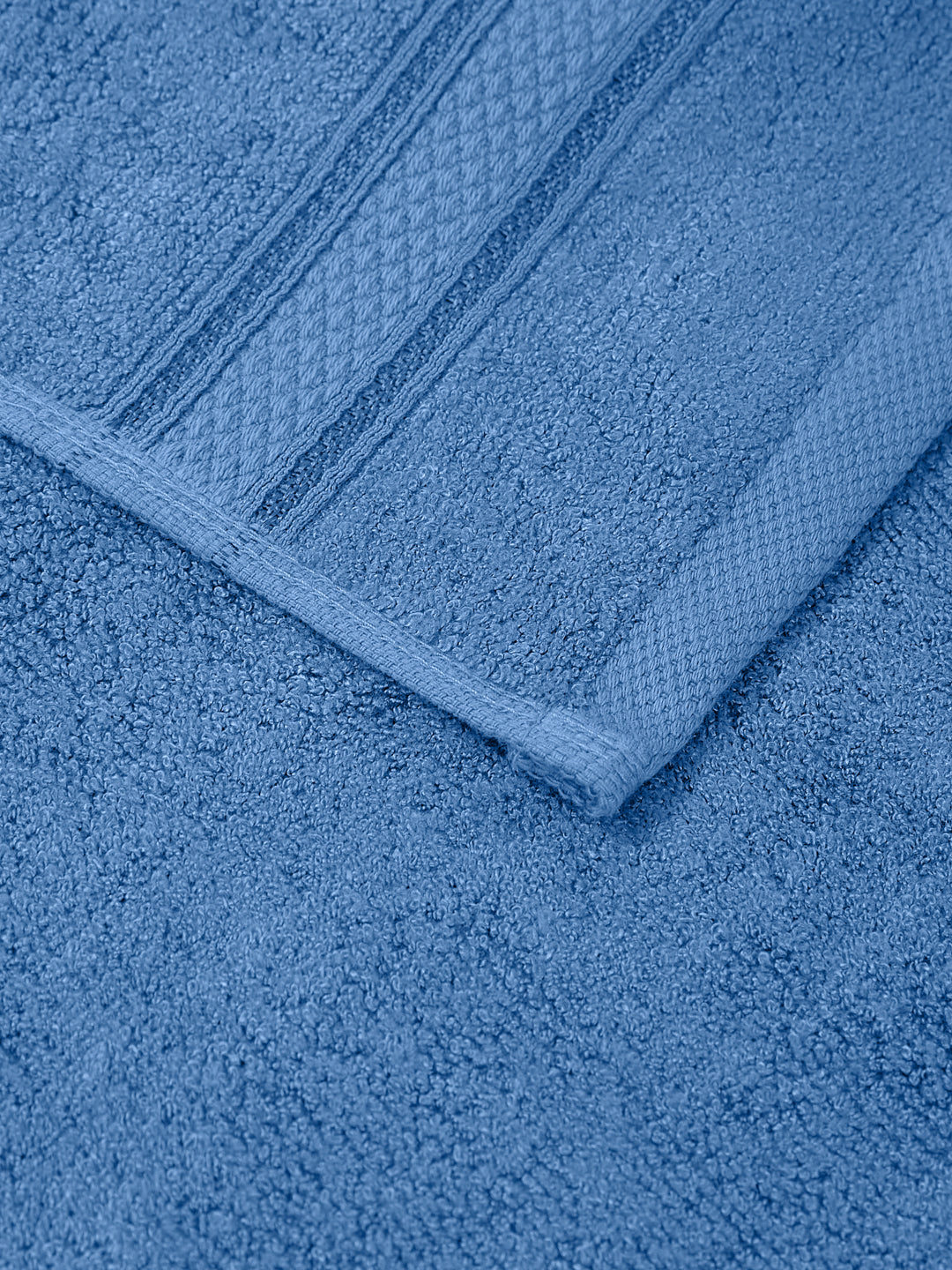 Blue Pure Cotton Solid 400 GSM Face Towel 4 Pc Set (Jasper Collection)