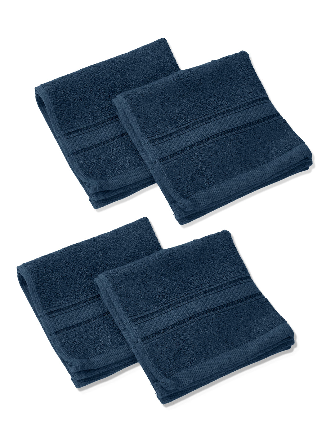 Teal Blue Pure Cotton Solid 400 GSM Face Towel 4 Pc Set (Jasper Collection)