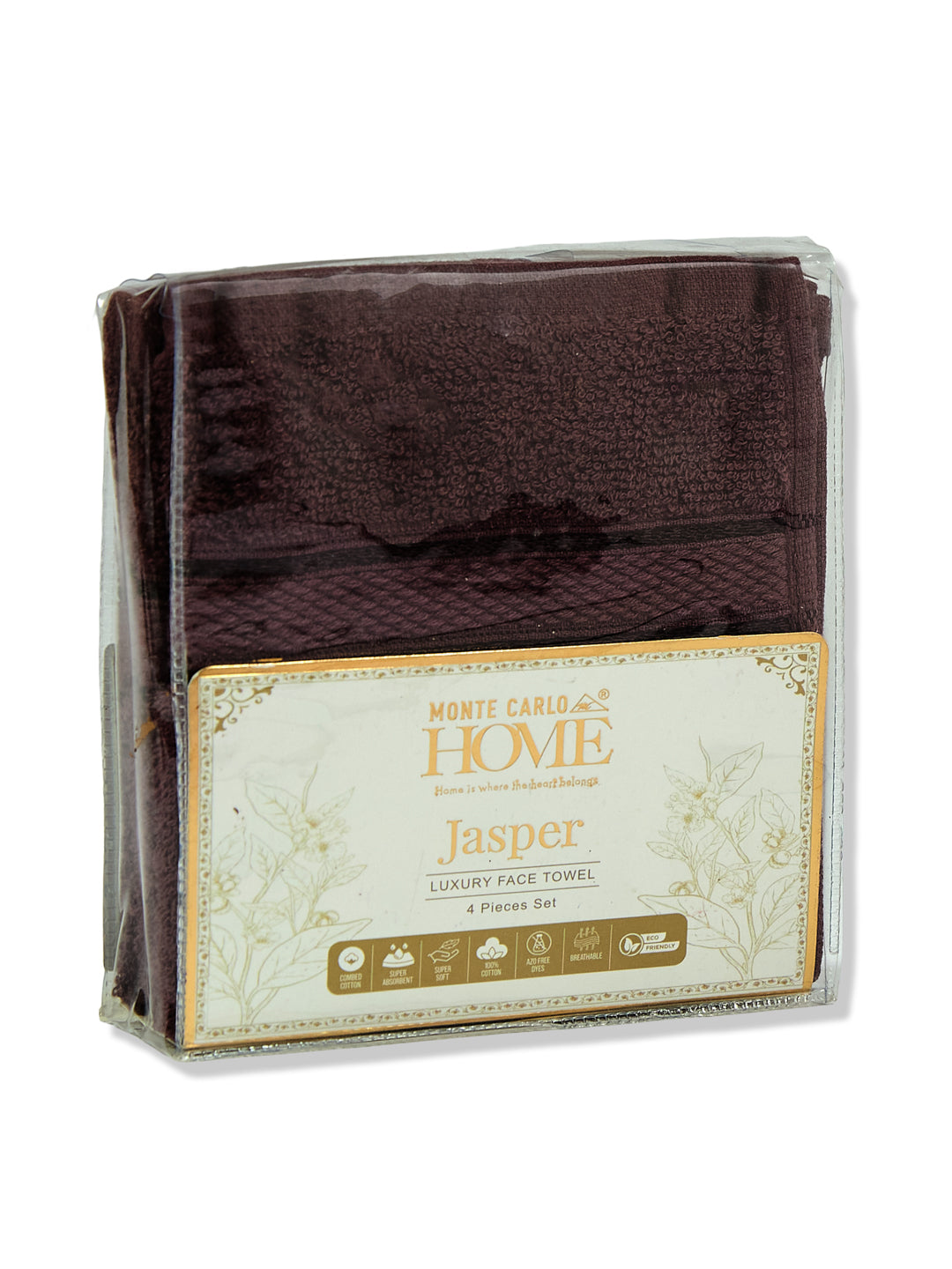 Maroon Pure Cotton Solid 400 GSM Face Towel 4 Pc Set (Jasper Collection)