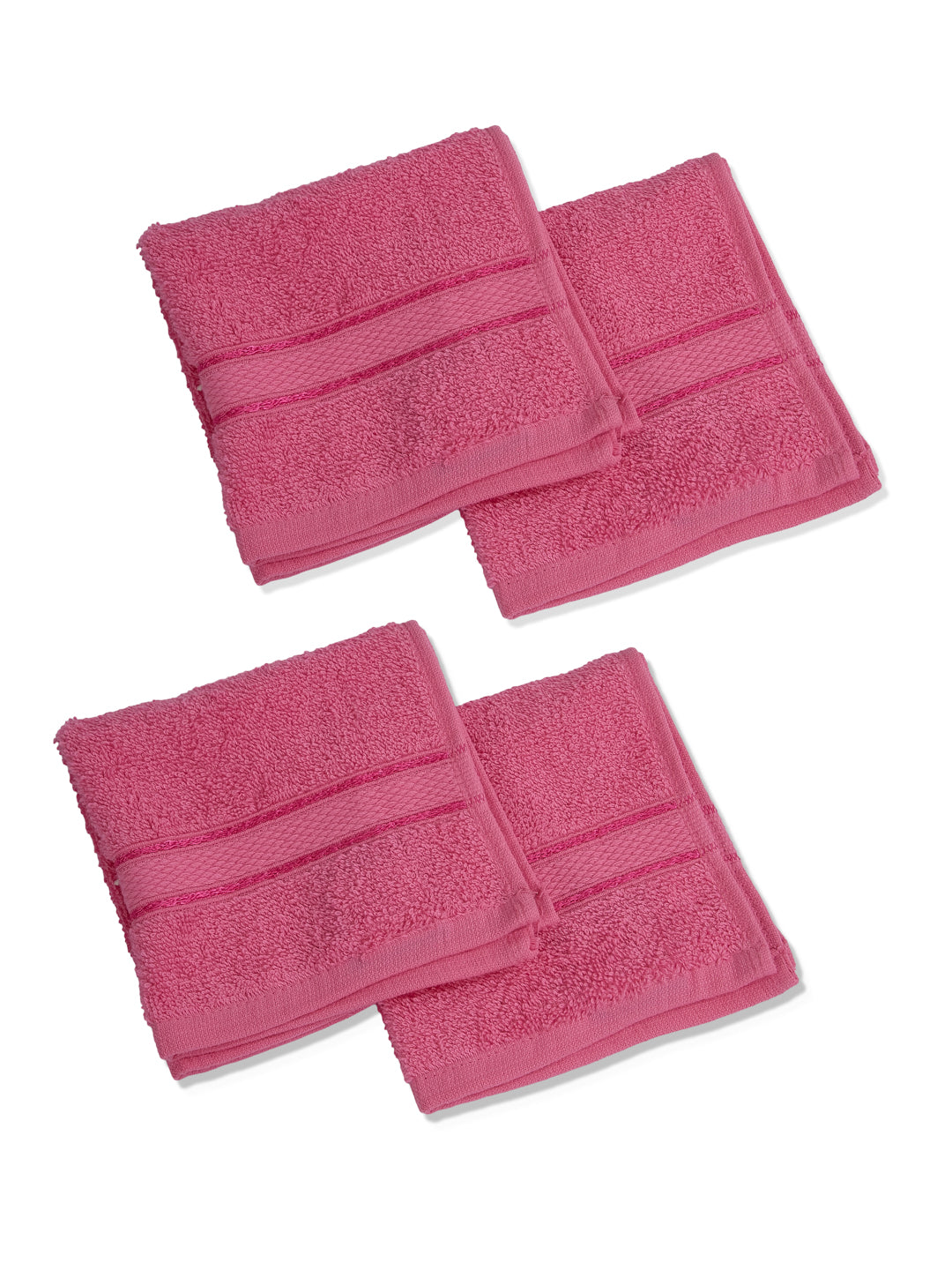 Pink Pure Cotton Solid 400 GSM Face Towel 4 Pc Set (Jasper Collection)