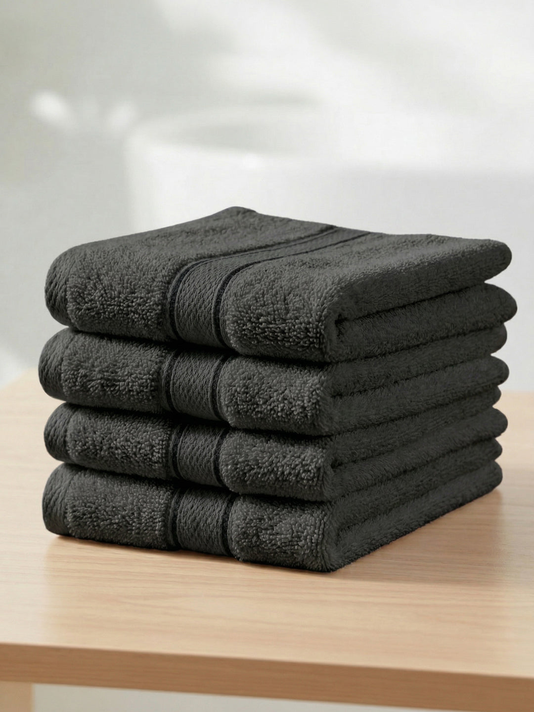 Green Pure Cotton Solid 400 GSM Face Towel 4 Pc Set (Jasper Collection)