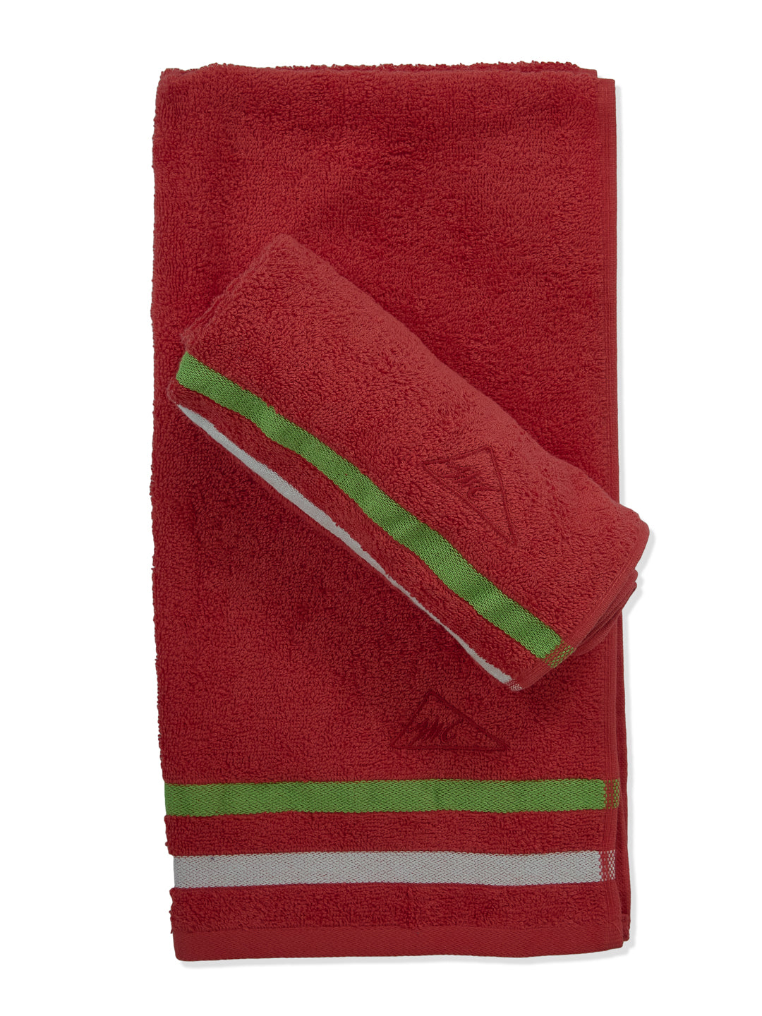 Red 100% Cotton Solid 400 GSM Gym Towel Active Dry 2 Pc Set Gift Box Pack with Free Bottle