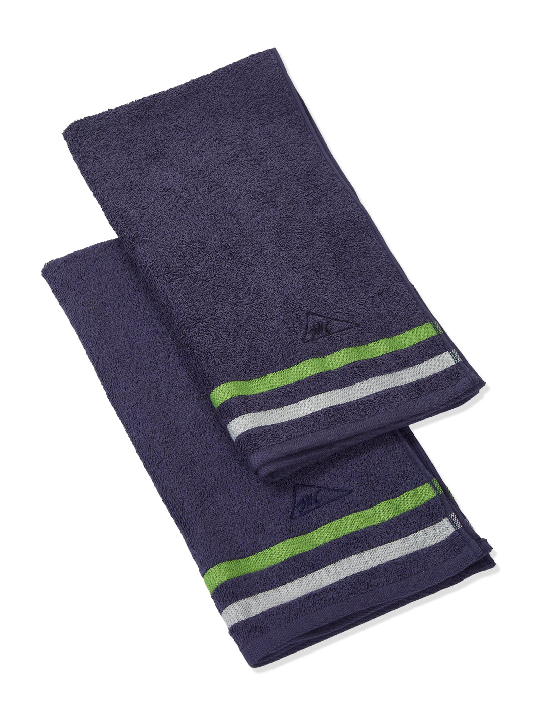 Navy Blue 100% Cotton Solid 400 GSM Gym Towel Active Dry 2 Pc Set Gift Box Pack with Free Bottle