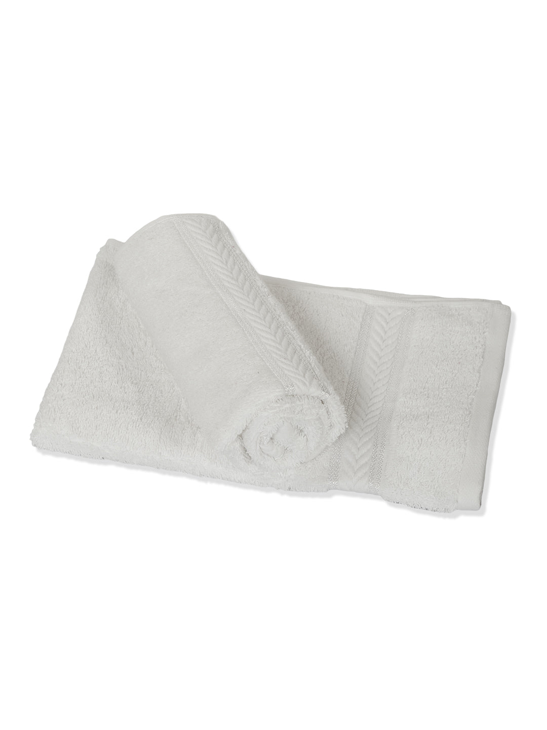 Premium White 100% Cotton Solid 525 GSM Hand Towel Amber 2 Pc Set Pvc Pack