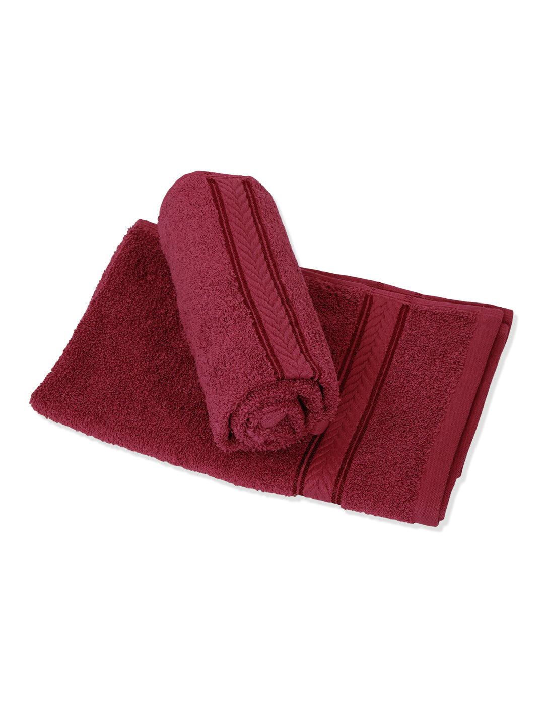 Premium Red 100% Cotton Solid 525 GSM Hand Towel Amber 2 Pc Set Pvc Pack