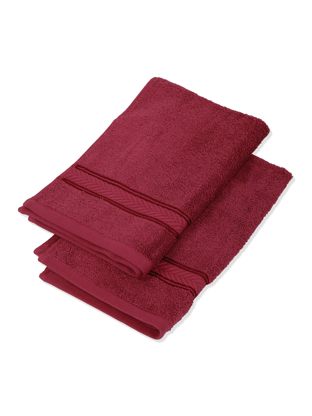 Premium Red 100% Cotton Solid 525 GSM Hand Towel Amber 2 Pc Set Pvc Pack